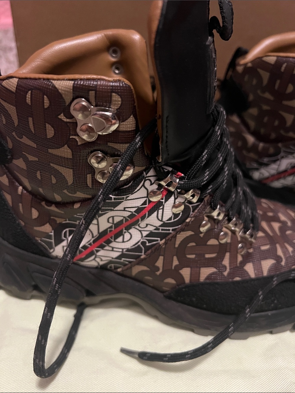 Burberry Black and Brown Monogram Trail Sneakers